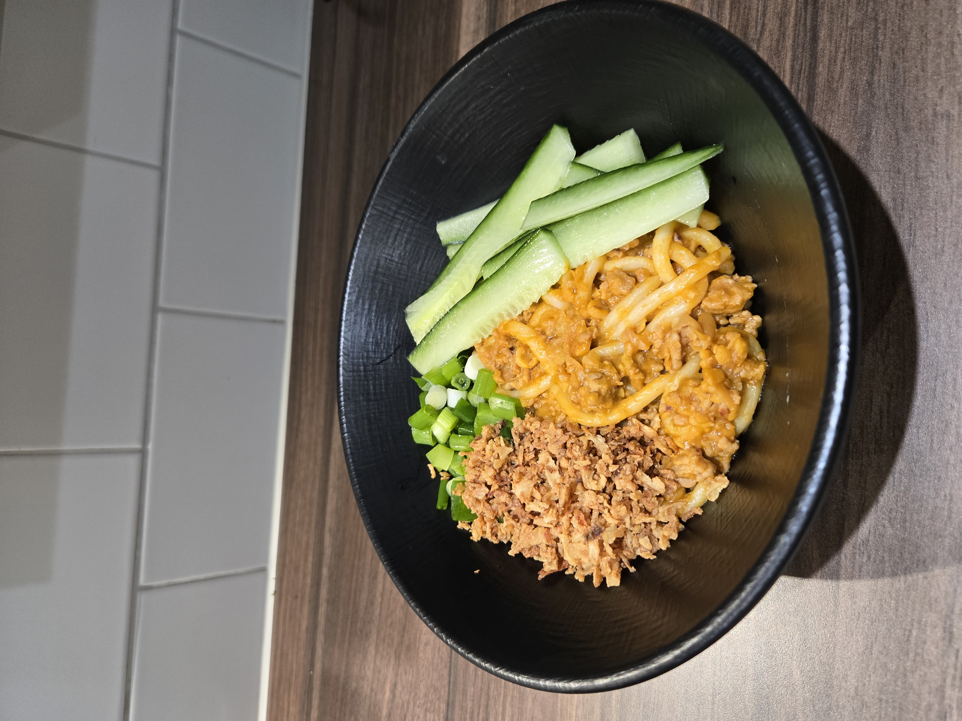 Miso and chickpea fried udon
